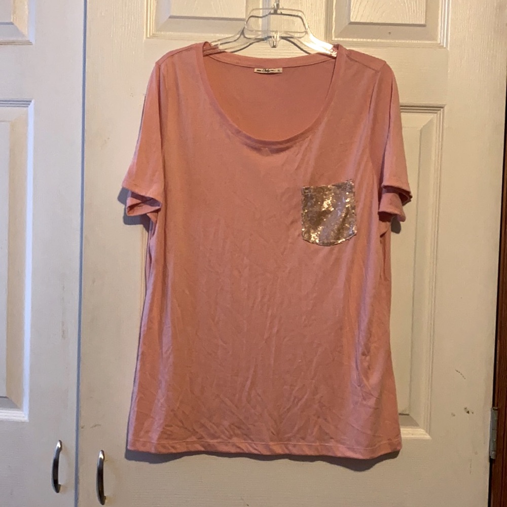 Rose gold Sequin pocket tee